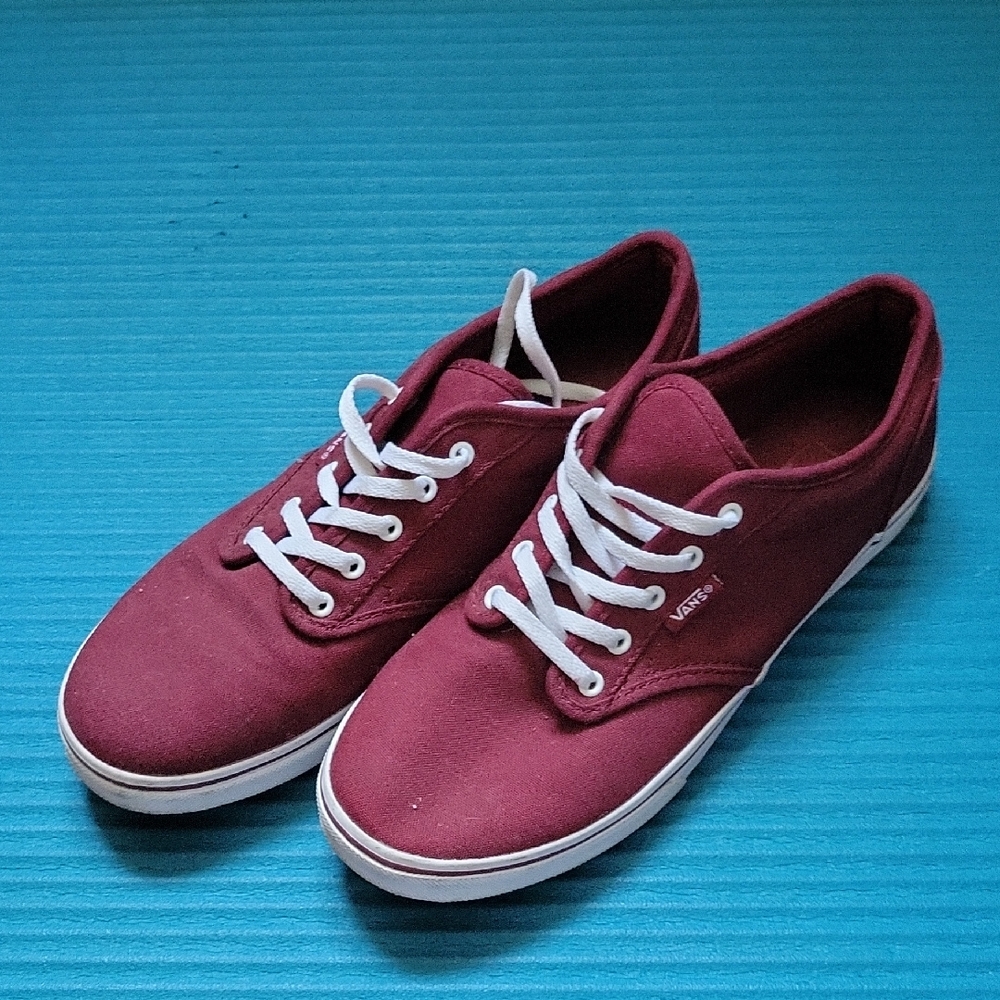 Vans Maroon Canvas Shoes with White Accents